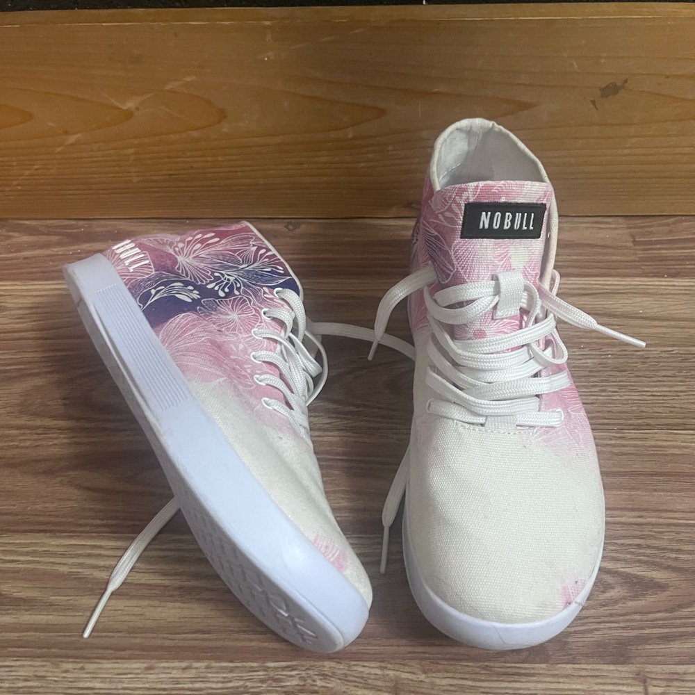 NOBULL Women's Floral Pink and White Sneakers